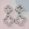 Double clover silver earrings