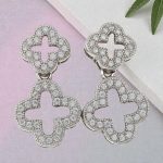 Double clover silver earrings