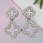 Dupla lóhere ezüst fülbevaló