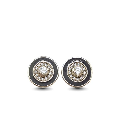 Stone-black silver stud earrings