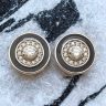 Stone-black silver stud earrings