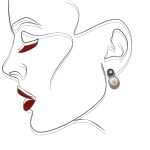 Black and white double hoop earrings in silver