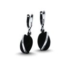 Silver drop / dangle earrings with black onyx
