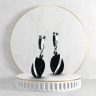 Silver drop / dangle earrings with black onyx