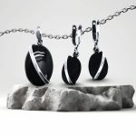 Silver drop / dangle earrings with black onyx