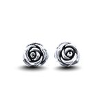 Silver antique rose earrings
