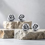 Silver antique rose earrings