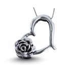 Antique silver heart pendant with rose