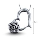 Antique silver heart pendant with rose
