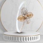 Two-tone silver bracelet with flower pattern