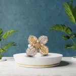 Bicolor ezüst koktél gyűrű virág mintával