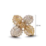 Two-tone silver cocktail ring with floral pattern