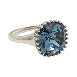 Silver cocktail ring with a spectacular blue stone