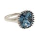 Silver cocktail ring with a spectacular blue stone