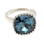 Silver cocktail ring with a spectacular blue stone
