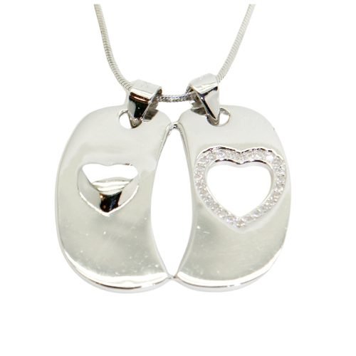 Breakable silver pendant pair of hearts