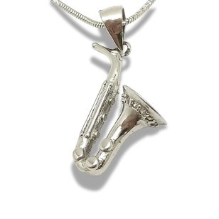 Silver saxophone pendant