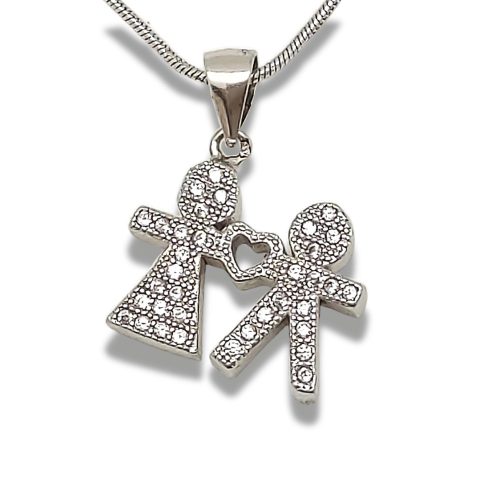 Silver Boy-Girl Pendant "Hand in Hand"