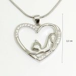 Stretching Kitten Silver Heart Pendant