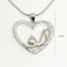 Stretching Kitten Silver Heart Pendant