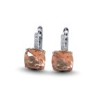 Silver earrings with champagne and green color-changing square zirconia stones