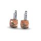 Silver earrings with champagne and green color-changing square zirconia stones