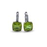   Silver earrings with champagne and green color-changing square zirconia stones