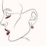 Silver earrings with champagne and green color-changing zirconia stones