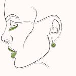 Silver earrings with champagne and green color-changing zirconia stones