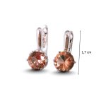 Silver earrings with champagne and green color-changing round zirconia stones