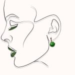 Silver earrings with champagne and green color-changing round zirconia stones