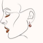 Silver earrings with champagne and green color-changing round zirconia stones