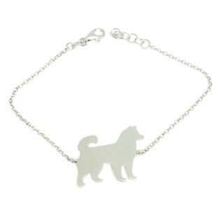 Silver dog bracelet with Samoyed charm