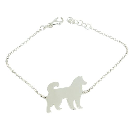 Silver dog bracelet with Samoyed charm