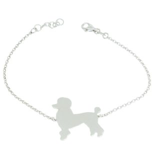 Silver dog bracelet with poodle charm