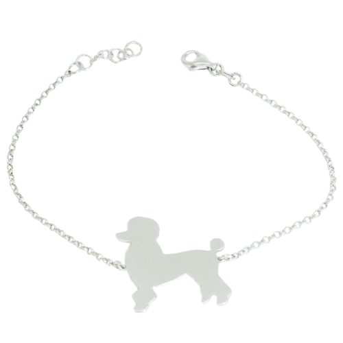 Silver dog bracelet with poodle charm