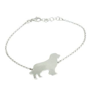   Silver dog bracelet with Golden Retriever charm, for dog lovers.