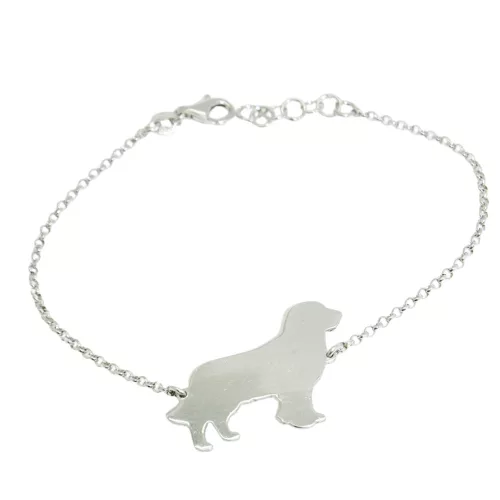 Silver dog bracelet with Golden Retriever charm, for dog lovers.