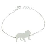 Silver dog bracelet with English bulldog