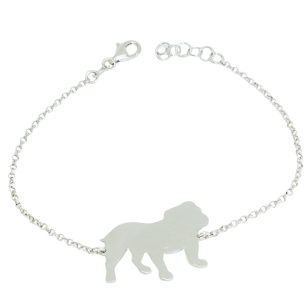 Silver dog bracelet with English bulldog