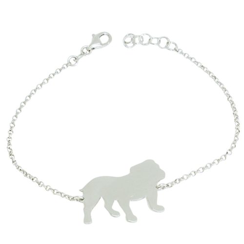 Silver dog bracelet with English bulldog