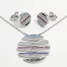   Ezüst ékszer szett collier nyakék és fülbevaló színes kör