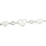 Silver heart horse bracelet with zirconia stones