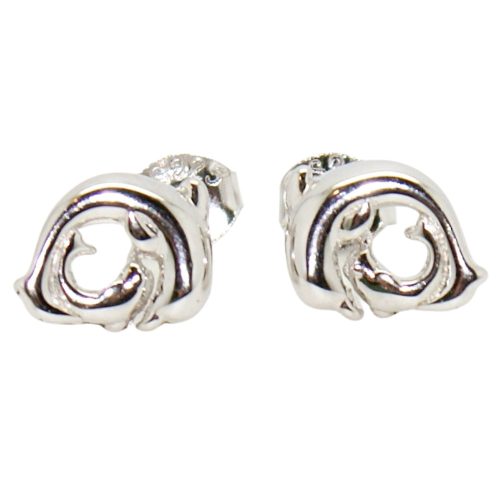 Silver dolphin earrings for children