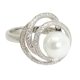 Silver ring with zirconia and cultured white pearl