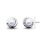 Silver pearl earrings with zirconia stones