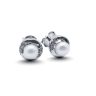 Silver pearl earrings with zirconia stones