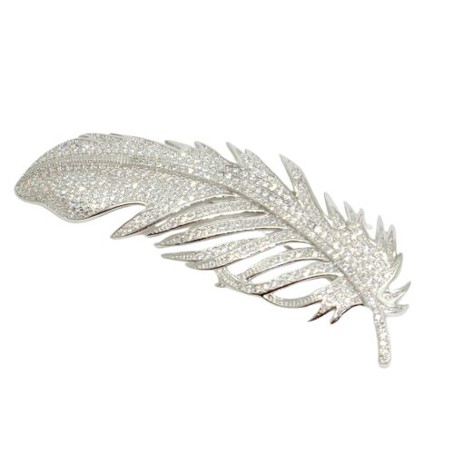 Shiny feather silver brooch