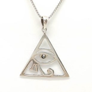 Horus Eye Silver Pendant in Pyramid Shape