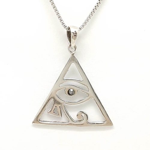 Horus Eye Silver Pendant in Pyramid Shape